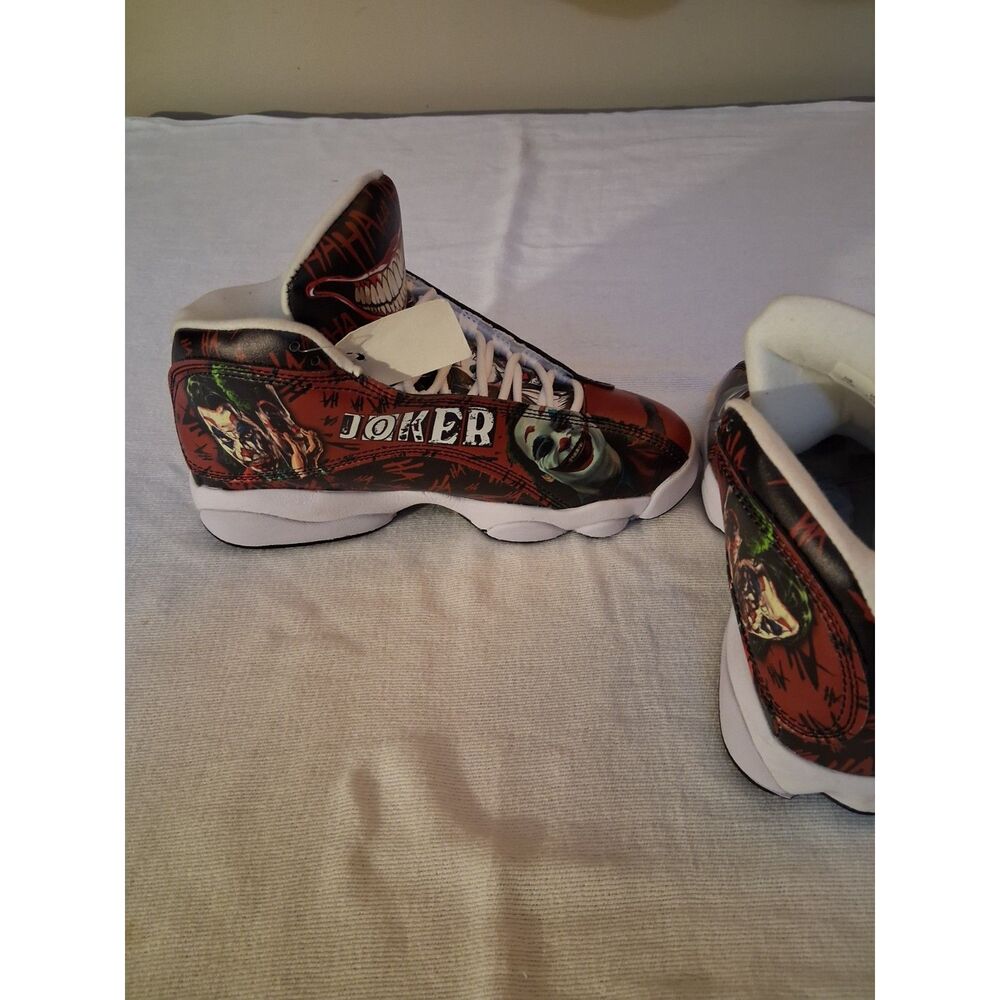 Joker Sneakers Red Black Ha Ha Ha Theme Cosplay Kids Size 5.5 - Picture 10 of 15